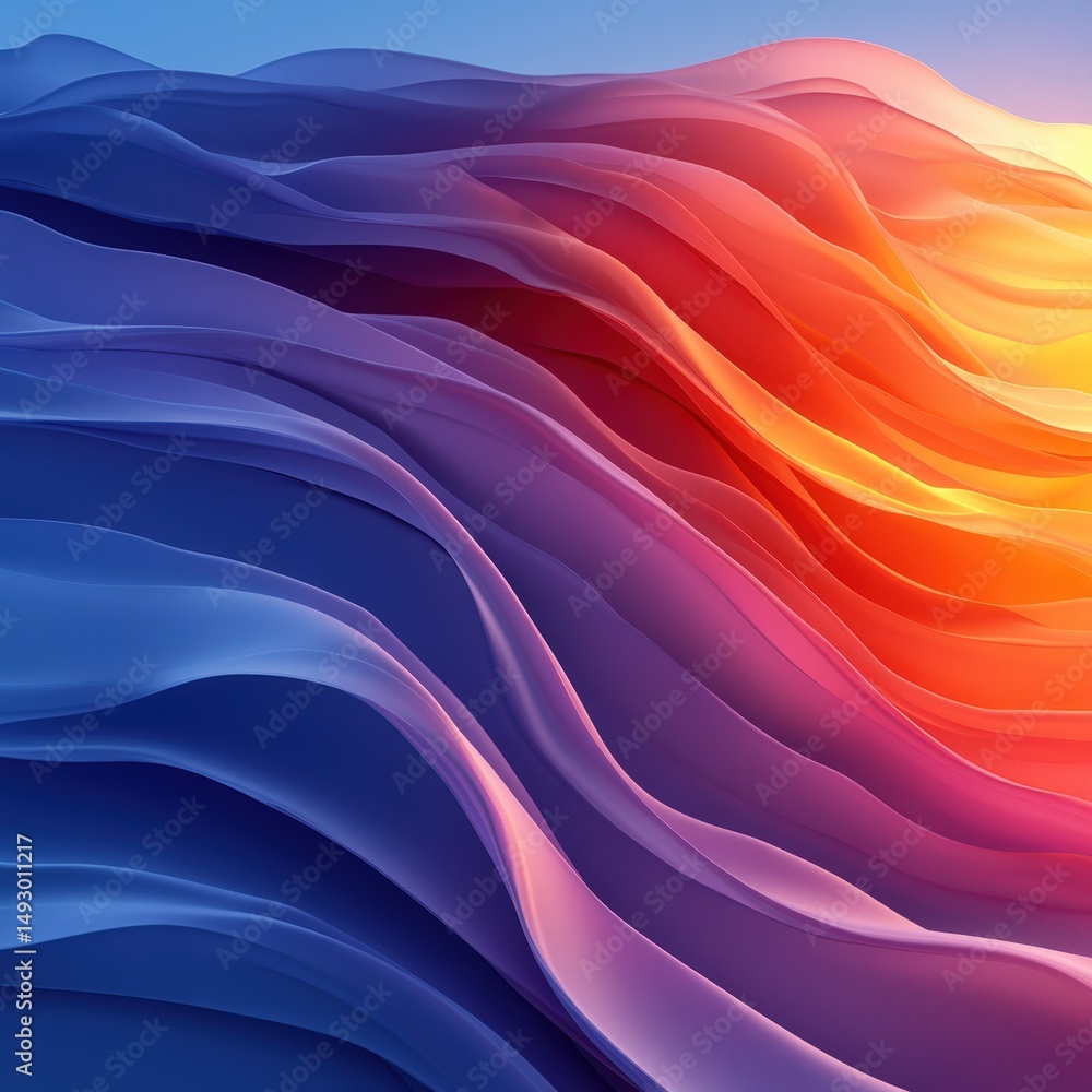 Poster abstract gradient waves a minimalist background with subtle texture, featuring flowing shades of blu