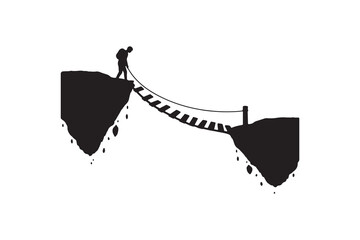 Risky Bridge Crossing Silhouette - Risk and Reward Icon