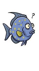 Fototapeta premium Confused speckled blue fish ponders questions