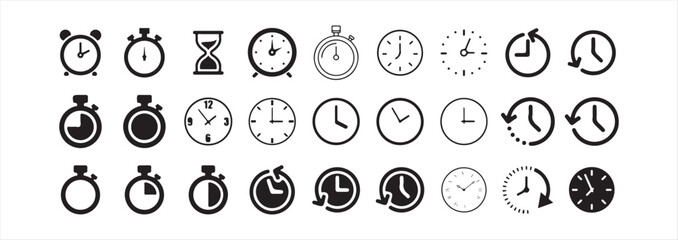 Time and clock icons set, stopwatch, timer, , time management concept, fast stopwatch line icon, Victor illustration Eps 10.