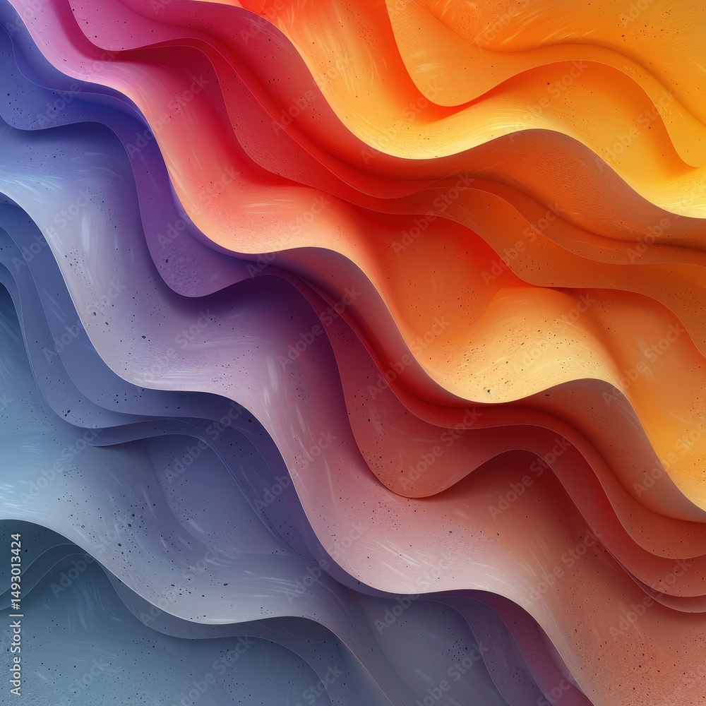 Aufkleber vibrant fluid motion of colorful layered waves creating an abstract gradient background with subtle 