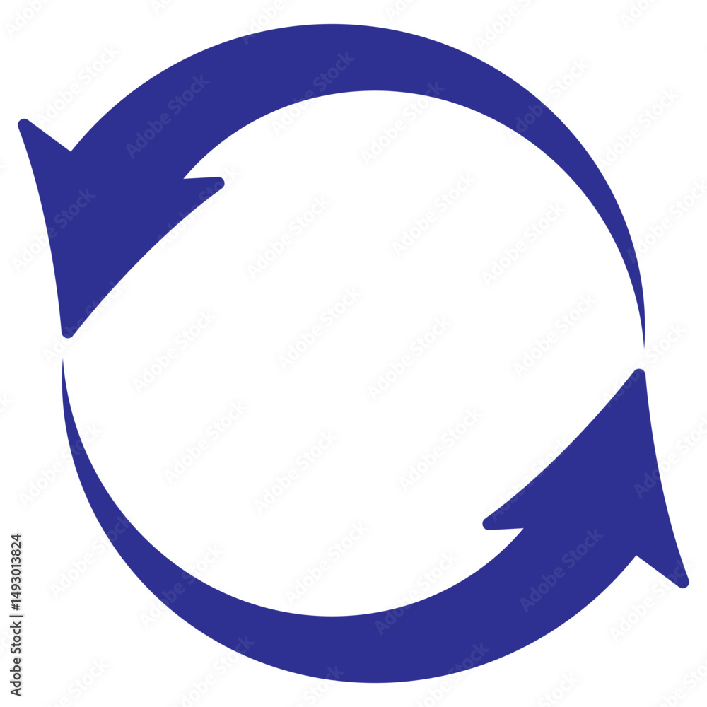 Poster two arrow spin icon, recycle round, circle refresh or restart. dual arrow. double side arrow icon se