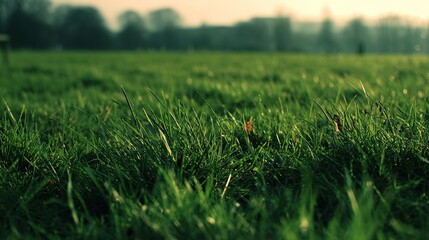 Lush green meadow under dreamy light, evoking serenity and natural beauty
