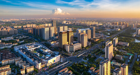 Fototapeta premium Pinghu City, Jiaxing, Zhejiang Province, China