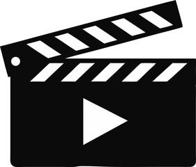 Clapperboard With Play Icon Silhouette Vector Illustration