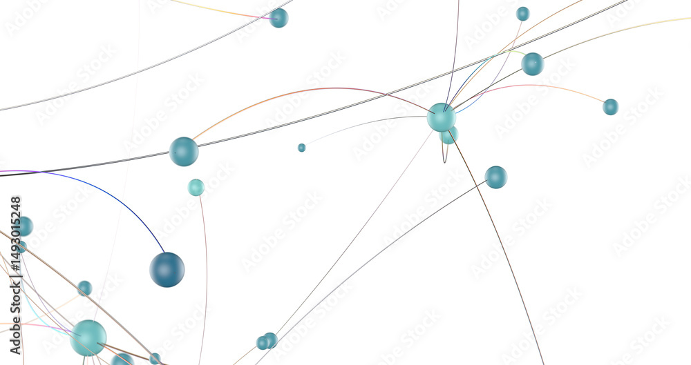 Poster Abstract connected dots and lines. Concept of AI technology, Motion of digital data flow.