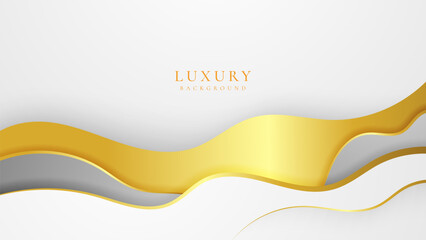 Abstract Luxury white and golden background with shining golden lines. Gold Curve on White