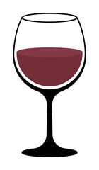 Elegant illustration of wine or other drink in a glass, isolated on transparent background