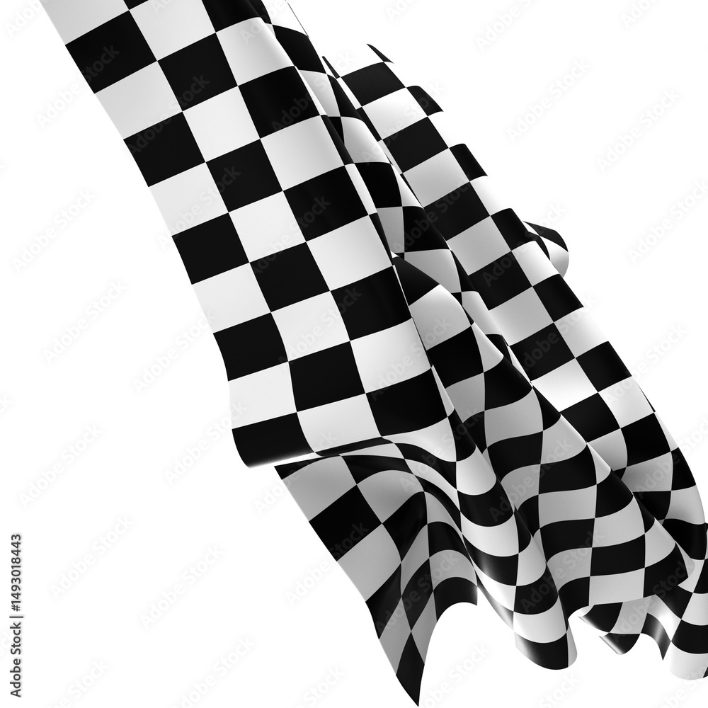 Poster the checkered flag waves in the wind signaling the end of a race