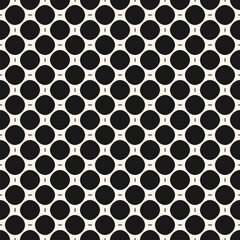 Simple vector seamless pattern. Black and white abstract geometric ornament texture with small circles in regular grid. Minimal monochrome background. Modern repeated geo design for print, embossing