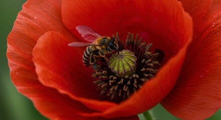 Bee in Poppy Flower