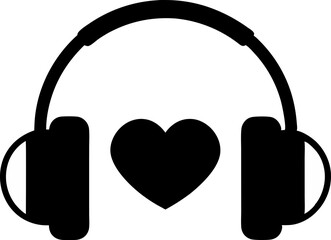 Headphone With Heart Shape Silhouette Vector Illustration