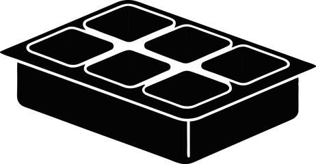 Ice Cube Tray Silhouette Vector Illustration 