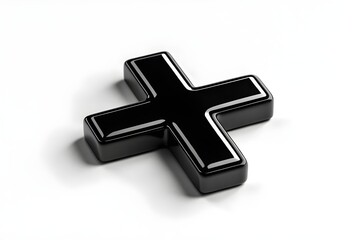 Obraz premium This is a 3d silver cross icon, a religious symbol with a metallic silver shape isolated on a white background