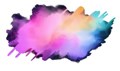 Vibrant Watercolor Splash in Soft Pastel Hues and Textures Isolate on Transparent Background, cutout, png