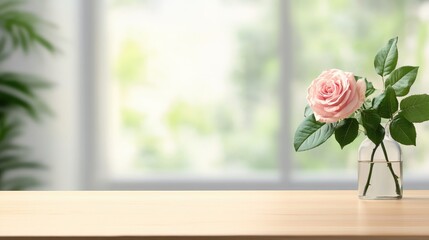 Pink rose arrangement on table