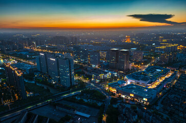 Fototapeta premium Pinghu City, Jiaxing, Zhejiang Province, China