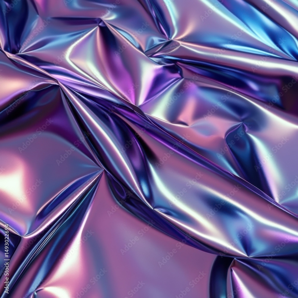 Poster abstract iridescent fabric folds in studio shot showcasing vibrant colors and smooth texture creatin
