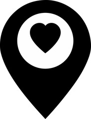 Fototapeta premium Map Pin With Heart Silhouette Vector Illustration