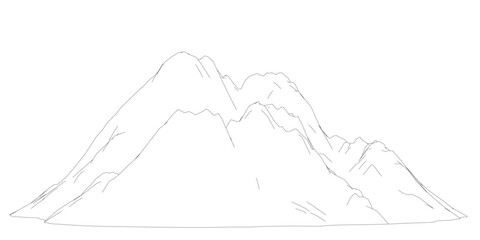 A mountain range is shown in black and white. The mountains are very tall and the sky is very clear