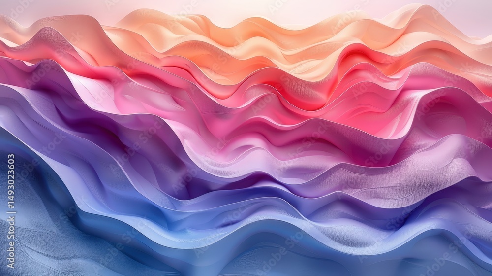 Aufkleber minimalist gradient background featuring flowing abstract waves with a subtle, delicate silk-like te