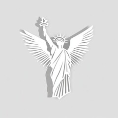 Fototapeta premium freedom logo, isolated sticker, thick bold white outline, isolated, flat light grey background