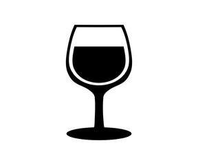 Wine glass silhouette icon. Wine glass illustration on transparent background. 
