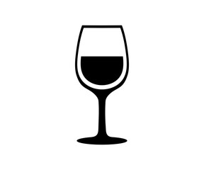 Minimalist wine glass icon silhouette. Wine glass icon isolated vector design and illustration. 

