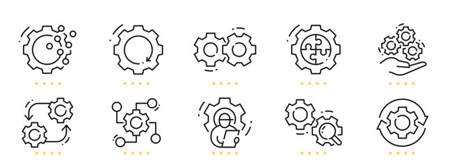 Settings line icons. Editable stroke