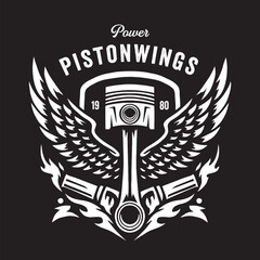 Vintage illustration of piston with wings