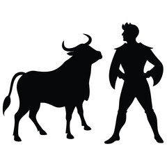 Silhouette of Matador and Bull A Dramatic Encounter