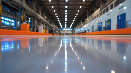 Obraz premium Polished gray industrial floor