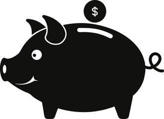 Piggy Bank With Coin Slot Silhouette Vector Illustration