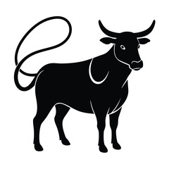Stylized Black Bull Silhouette Vector Illustration of a Powerful Ox