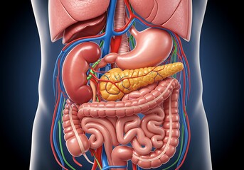 Human Digestive System: Detailed Anatomical Illustration
