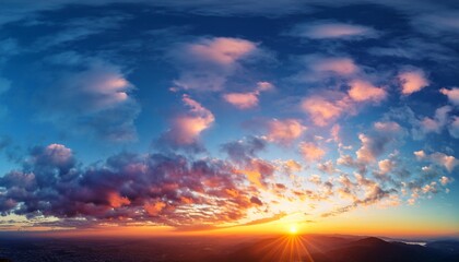 Naklejka premium panoranic sunrise sky with colorful clouds