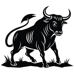 Powerful Black Bull Illustration Majestic Animal Vector Graphic