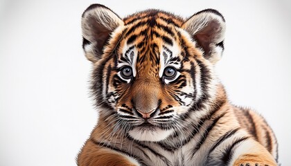 Fototapeta premium illustration of tiger cub on white background ai generated