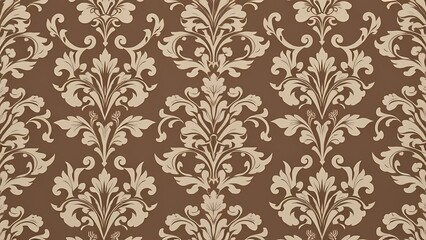 Fototapeta premium Elegant floral damask pattern creates a sophisticated and decorative background.