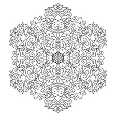 Ornamental Floral Mandala Vector – Elegant Line Art for Stress Relief, Mindful Coloring, and Decorative Uses