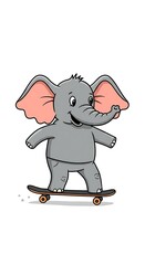 Elephant enjoys skateboarding on a bright day