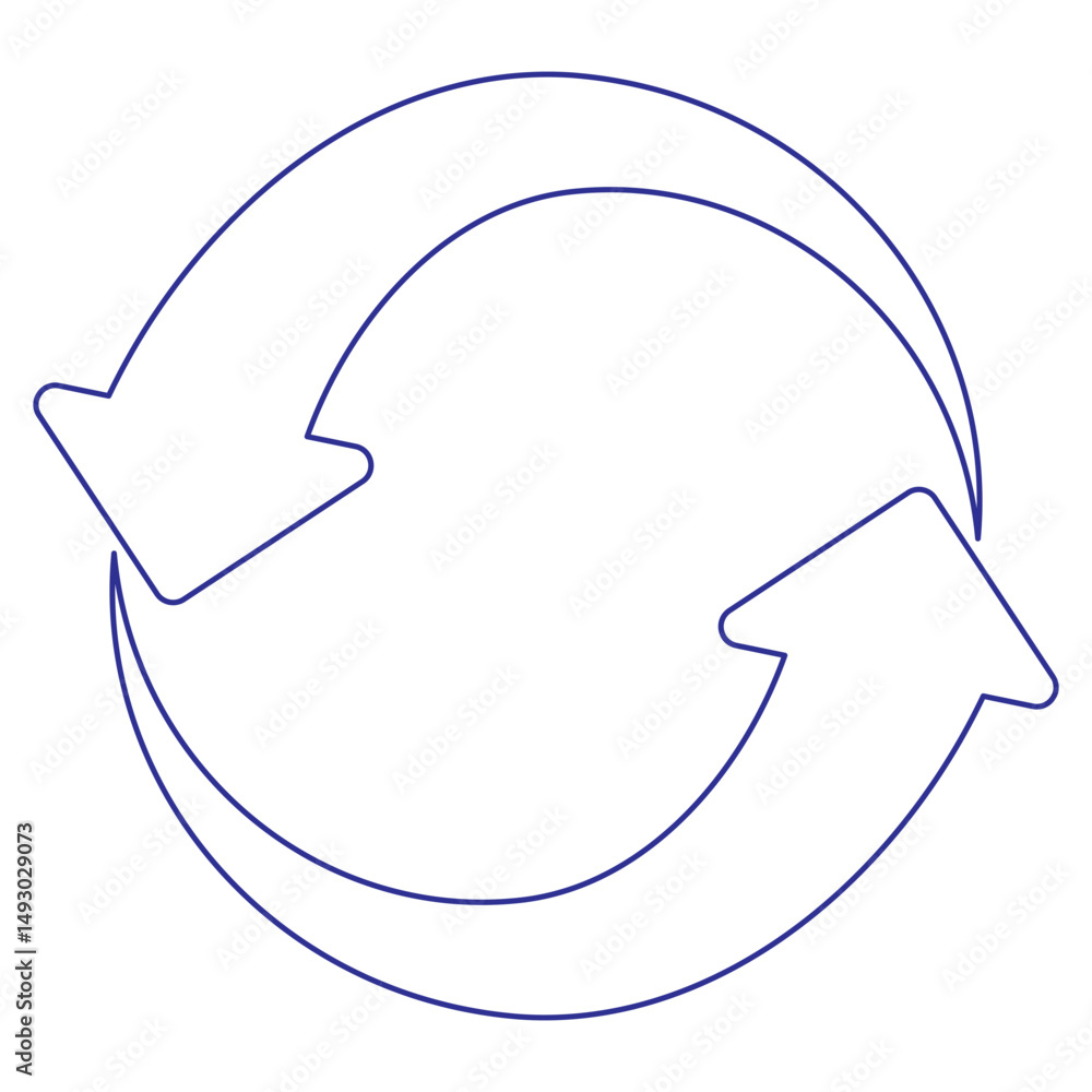 Poster two arrow spin icon, recycle round, circle refresh or restart. dual arrow. double side arrow icon se