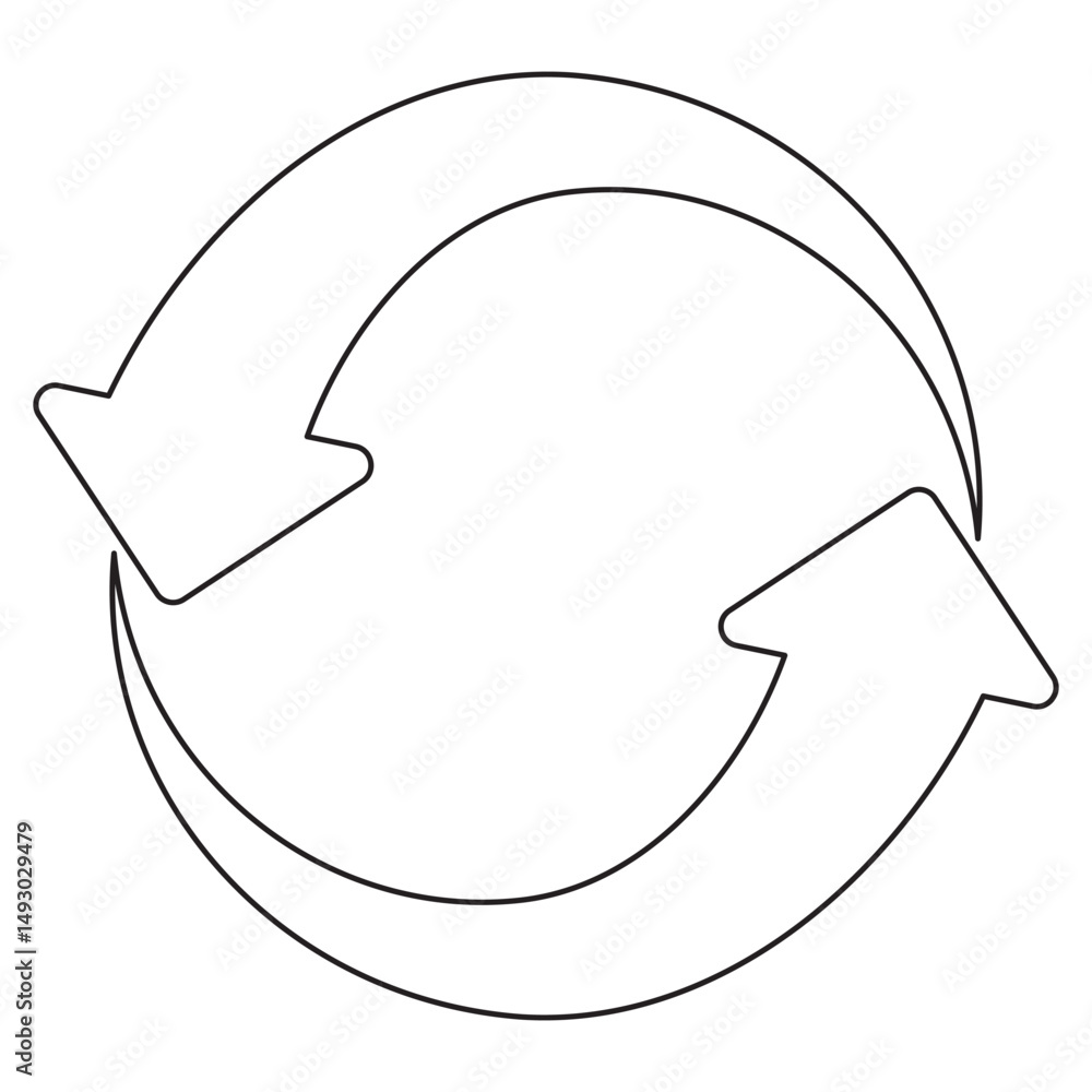 Poster two arrow spin icon, recycle round, circle refresh or restart. dual arrow. double side arrow icon se