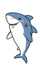 Naklejka premium Friendly Cartoon Shark with a Pink Cheek