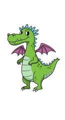 Obraz premium Friendly green dragon cartoon posing