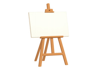 Empty canvas set on a wooden easel, perfect for art projects and creative endeavors, isolated on a transparent background for easy integration