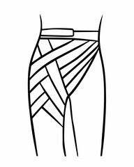 Vector isolated illustration of groin bandage. Human groin injuries. First aid for groin injuries.