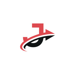 Creative J Initial Logo with Dynamic Arrow, Vector Identity for Fast-Growing Companies.