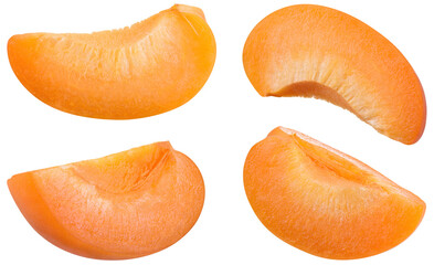 Apricot slice png. Apricot pieses isolated on white or transparent background. Fresh cut apricot...