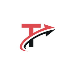 Creative T Initial Logo with Dynamic Arrow, Vector Identity for Fast-Growing Companies.